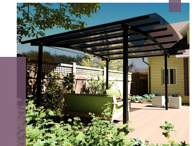 Навесы для террасы в Чистополе от 13055 руб. под ключ | ПРОЛЁТ-Чст