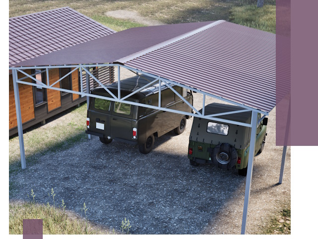 Двускатные навесы под ключ в Чистополе — изготовление и монтаж